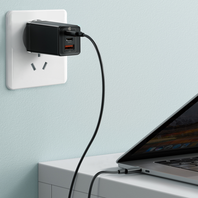 [GaN Tech] Baseus GaN2 Pro 65W 3-Port USB PD Charger Dual 65W USB-C PD3.0 QC3.0 FCP SCP Fast Charging Wall Charger Adapter EU Plug US Plug With 100W 5A USB-C to USB-C Cable