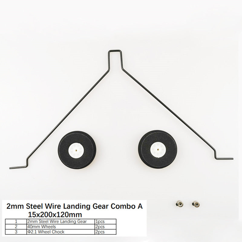 A Set Landing Gear with Wheels Steel Rod for KT Board RC Airplane