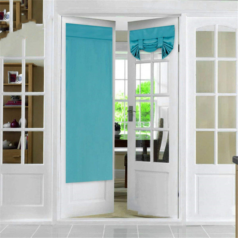 66x173cm French Door Window Curtain Shading Curtain Folding Pure Color Curtain for Home Window Decoration