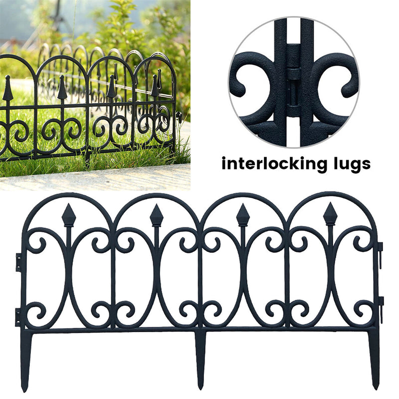 5X Garden Plastic Fence Outdoor Yard Edging Protective Fencing Patio Decor Black