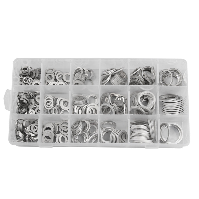 450Pcs Aluminum Sealing Solid Gaskets Washers Assorted Flat Metal O Rings Set for Oil Drain Plug Gasket Sump Plug