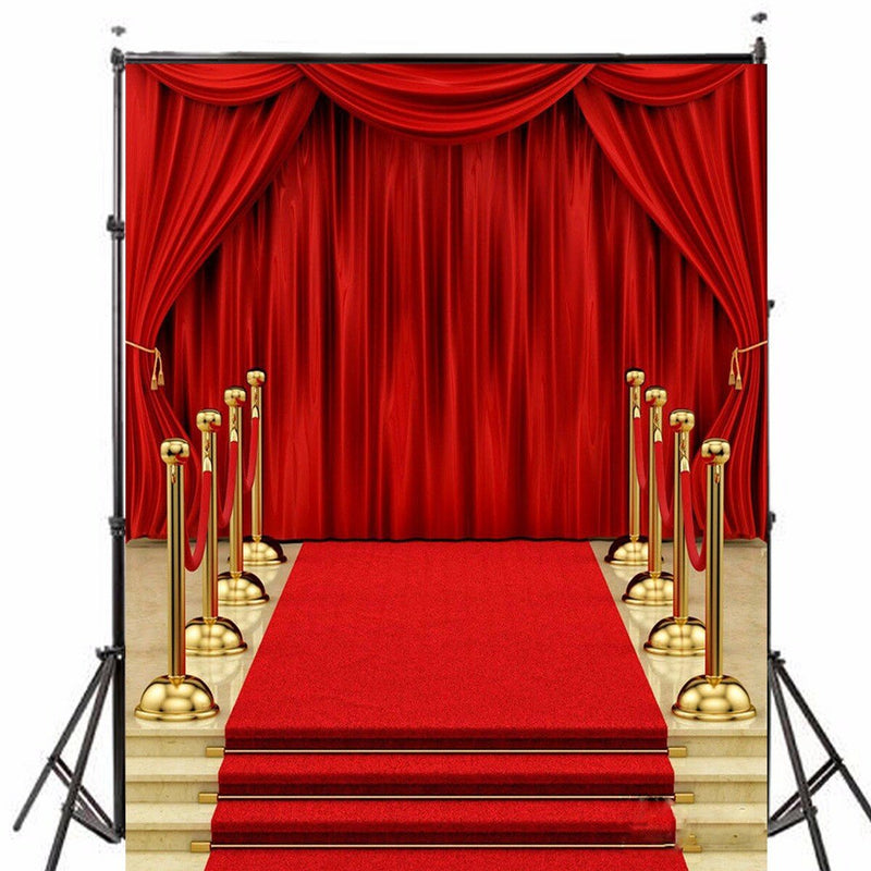 5x7FT Podium Red Carpet Curtain Wedding Photo Video Studio Props Photography Vinyl Backdrop Background