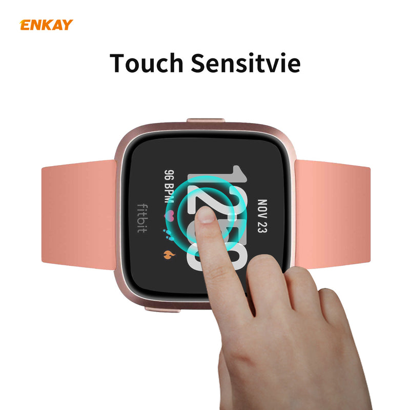 ENKAY 3D Curved PC Full Cover Screen Protector Watch Film for Fitbit Versa 3 Fitbit Sense Smart Watch