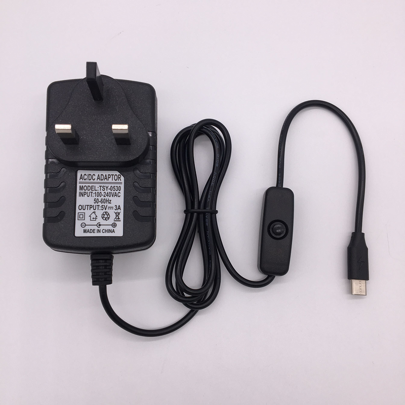 5V 3A Type-C Power Supply US/EU/AU/UK Plug with ON/OFF Switch Power Supply Connector for Raspberry Pi 4