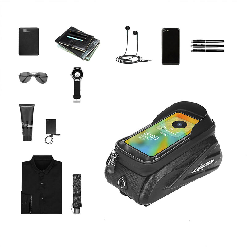 Bicycle Bag 1.5L Frame Front Tube Cycling Bike Phone Mount Bag Waterproof Phone Case Holder 7.2 Inches Touchscreen Bag Accessories