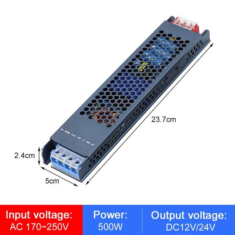 12V 24V LED Power Supply 500W Super Thin AC/DC Transformer LED Driver Converter for LED Strip Lighting