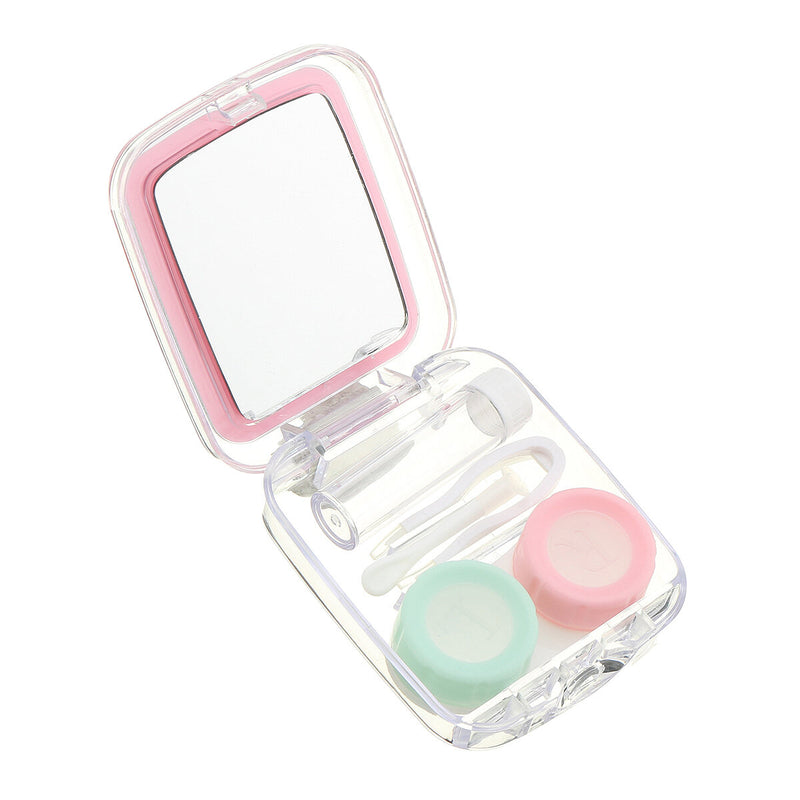 Mini Lens Travel Case Box Container Kit Set Holder Simple W/ Mirror