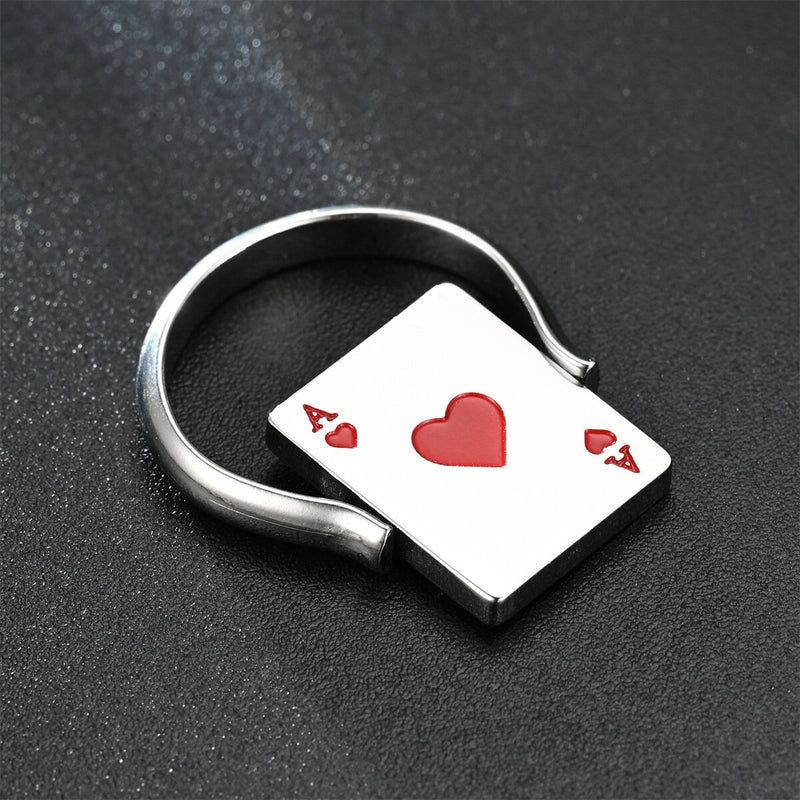 1 PC Fashion Stainless Steel Decompression Turning Flipped Ace Of Hearts Ring