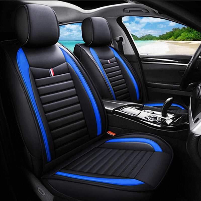 Universal PU Leather Car Front Seat Cushion Cover Non-slip Protector Mat Black