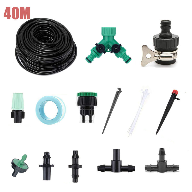 131ft/40M 47PCS Drip Irrigation Kit Adjustable Automatic Garden Watering System DIY Garden Watering Micro Drip Irrigation System Hose Kits