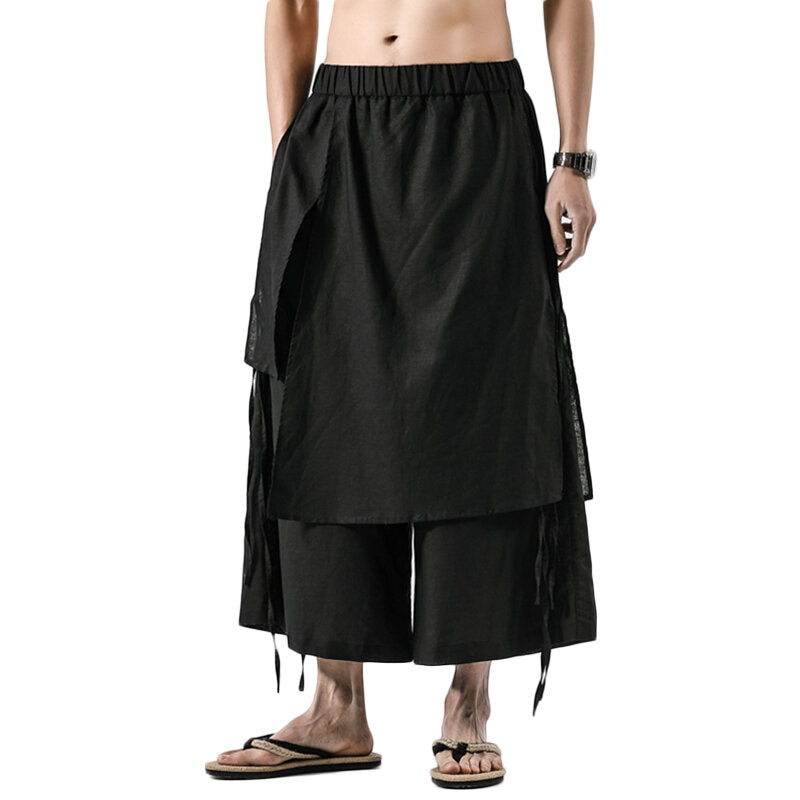 Men's Harem Pants Loose Soft Breathable Asymmetric Skirt Trousers Punk Dress Pants Hiking Travel