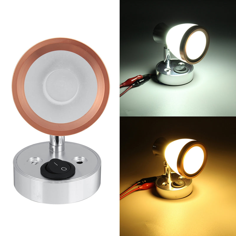 12V 3W LED Interior Frosted Glass LED Mini Spot Light Reading Night Lamp for Caravan Cabinet