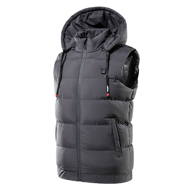 TENGOO 9 Areas Heating Jackets Unisex 3-Gears Heated Vest Coat USB Electric Thermal Clothing Hooded Vest Winter Outdoor Warm Clothing