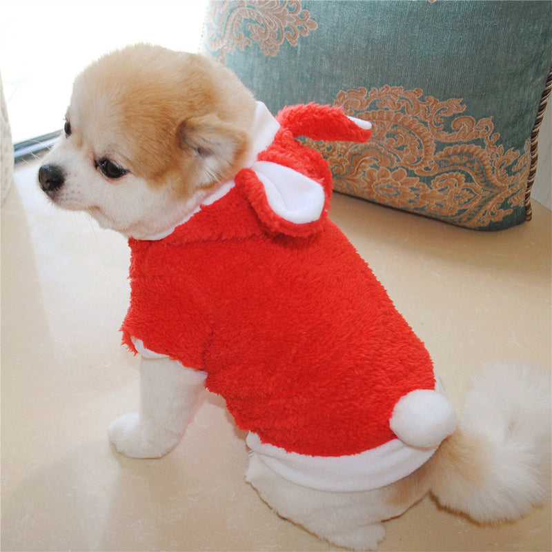 Christmas Pet Clothes Fashion Cute Rabbit Plush Dog Apparel Pet Hoodie Costume Winter Clothing