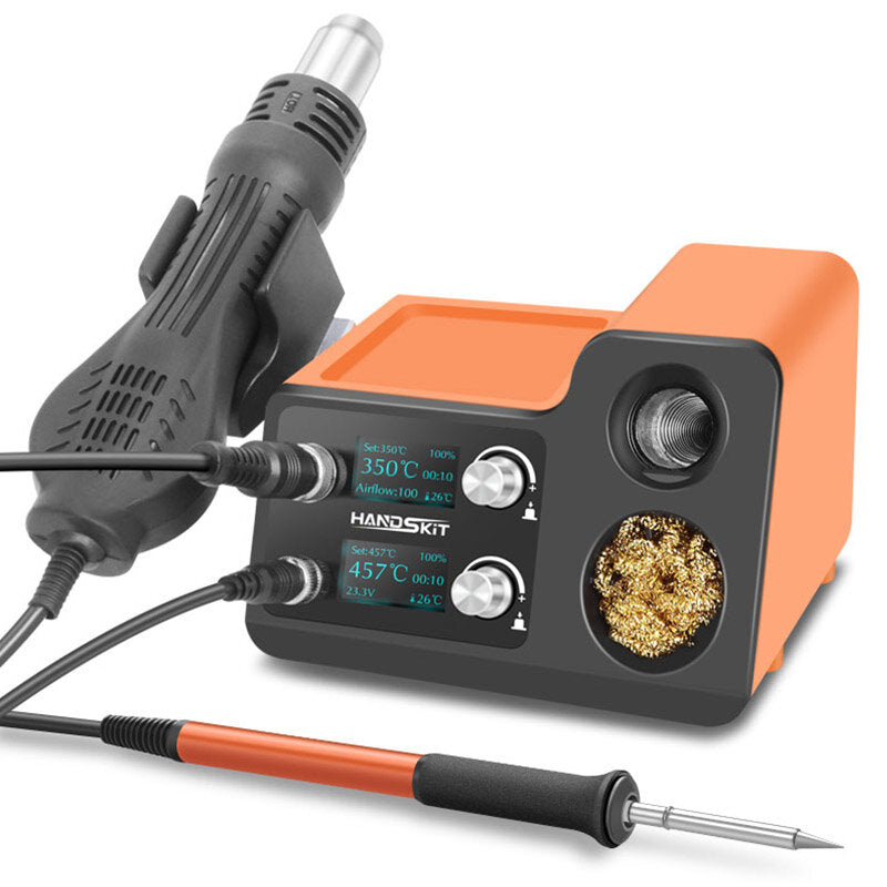 HANDSKIT ST12A 2 in 1 Hot Air Gun Soldering Station OLED Digital Adjustment Auto Sleep 1s-6s Fast Heating Repair Tool