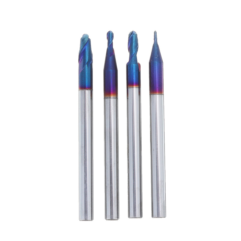 0.5-2mm 2 Flutes Blue Coated Spiral Ball Nose End Mill Tungsten Steel CNC Carbide Milling Cutter