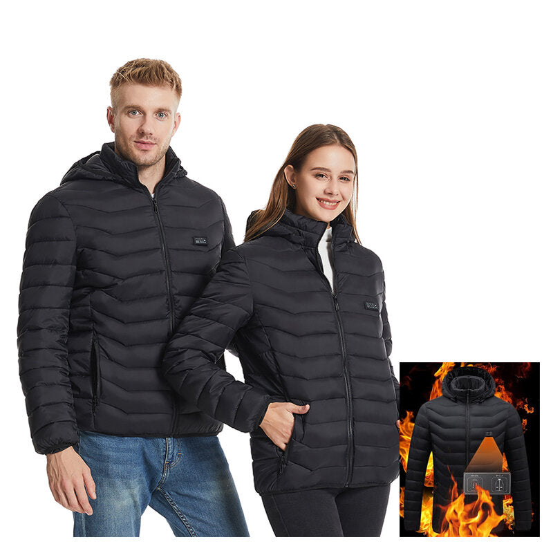 TENGOO HJ-09B Heated Jacket 9 Areas Dual Control Zones USB Charging Winter Warm Outdoor Electric Heating Jackets