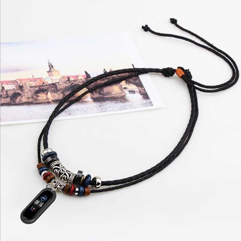 Bakeey Retro Leather Watch Band Necklace Rope for Xiaomi Miband 5 Non-original