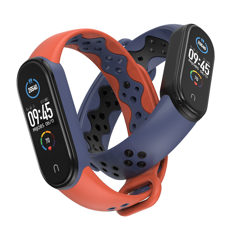 Mijobs Dual Color Silicone Soft Watch Band for Xiaomi mi band 5 Smart Watch Non-original