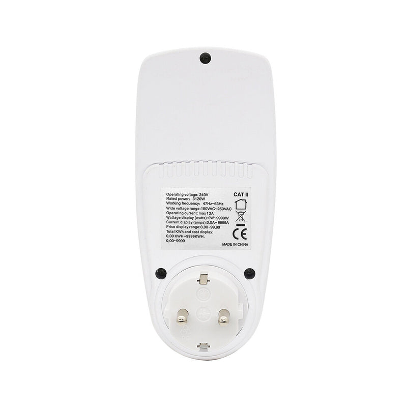 EU Plug Digital Power Meter Socket 230V 16A Energy Consumption Electricity Metering Monitor