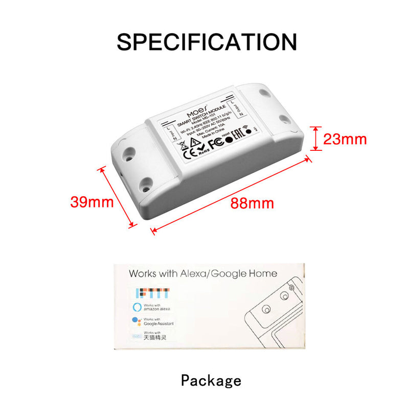 Mouehouse Wi-Fi Smart Light Switch Timer Smart Life APP Wireless Remote Control Works with Alexa Google Home