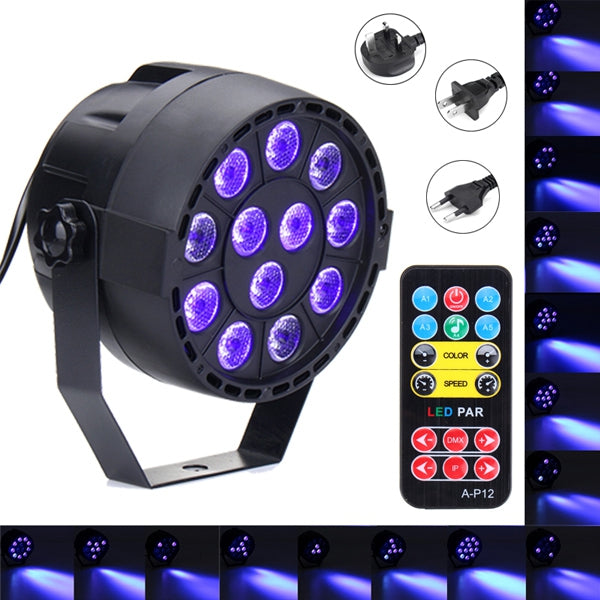 12 LED UV Purple DMX Par Light Disco Bar DJ Light Show Stage Lighting for Halloween - 36W AC90-240V