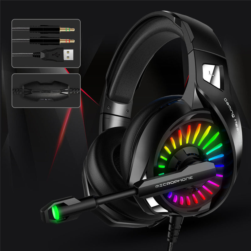 YOBA A20 Wired Gaming Headphone RGB 3.5mm/USB Interface Bass 7.1 Channel Headphone Gaming Music Headset