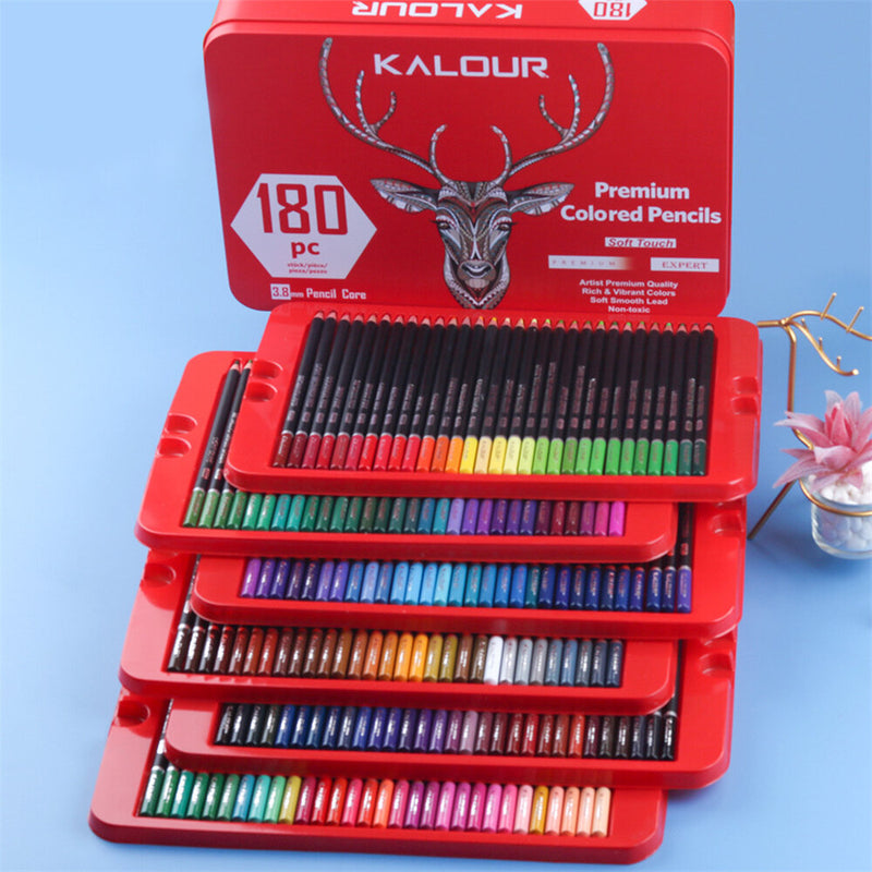 Kalour 180pcs Color Pencil Set 2B 3.8mm Soft Core Diameter Professional Color Graffiti Pencils for Artists Adult Kids Painting