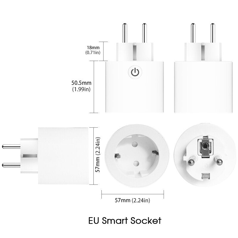 WiFi Smart Plug EU Standard Power Socket Smart Life/Tuya App Remote Control Work with Alexa Google Home No Hub Required