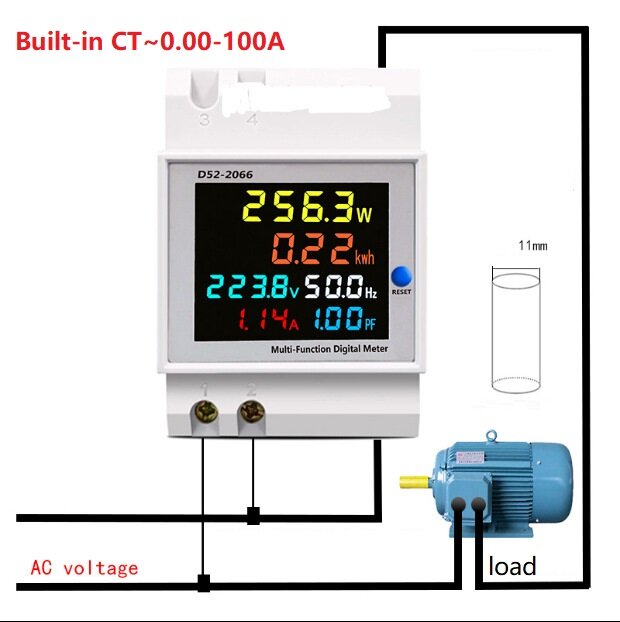 AC40V~450V 100A Digital Single Phase Energy Meter Tester Electricity Usage Monitor Power Voltmeter Ammeter