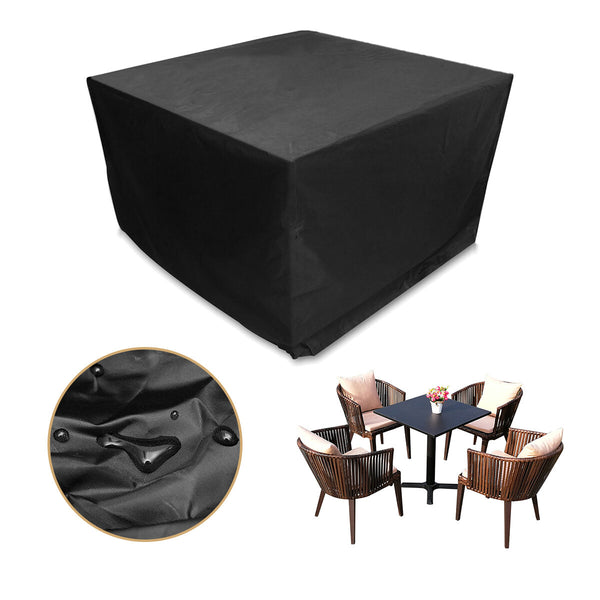 KING DO WAY 125*125*74CM Cube Garden Furniture Cover Rattan Table Set Cover 600D Heavy Duty Oxford Fabric Patio Set Cover Rattan Furniture Cover