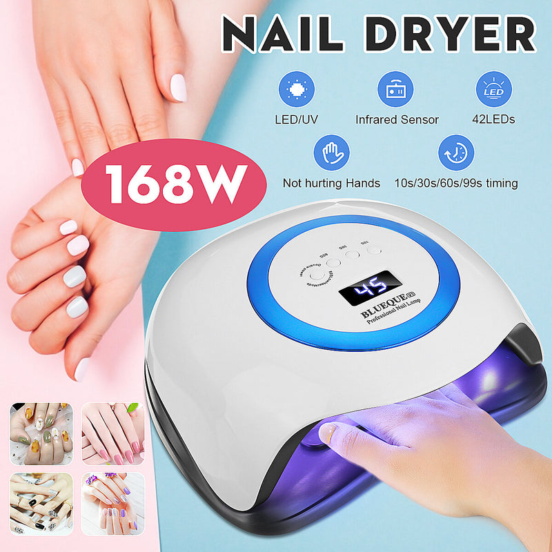 168W UV Lamp Nail Dryer Pro UV LED Gel Nail Lamp Fast Curings Gel Polish Ice Lamp for Nail Manicure Machine