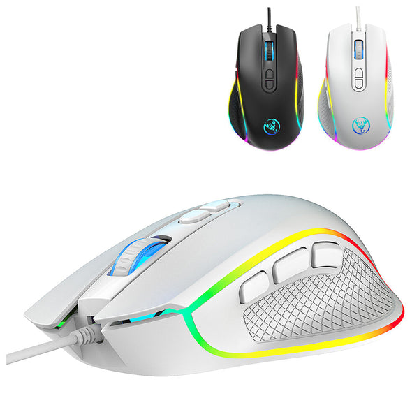 HXSJ A906 Wired RGB Gaming Mouse 800-12800 DPI 8 Key Macro Programming Ergonomics Gamer Mice for Laptop PC Computer