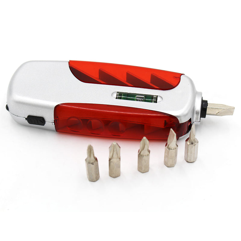 Multifunctional 4 In 1 Mini Tools With Level One Measuring Tape 6pcs Screwdrivers Head And LED Light