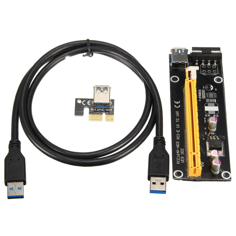 1X to 16X PCI-E Graphics Card Extension Cable USB 3.0 Expansion Card Power Supply with SATA Cable