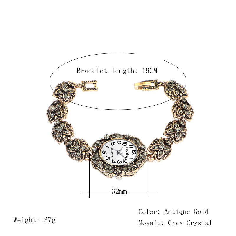 QINGXIYA R2066 Retro Style Ladies Bracelet Watch Crystal Luxury Quartz Watch