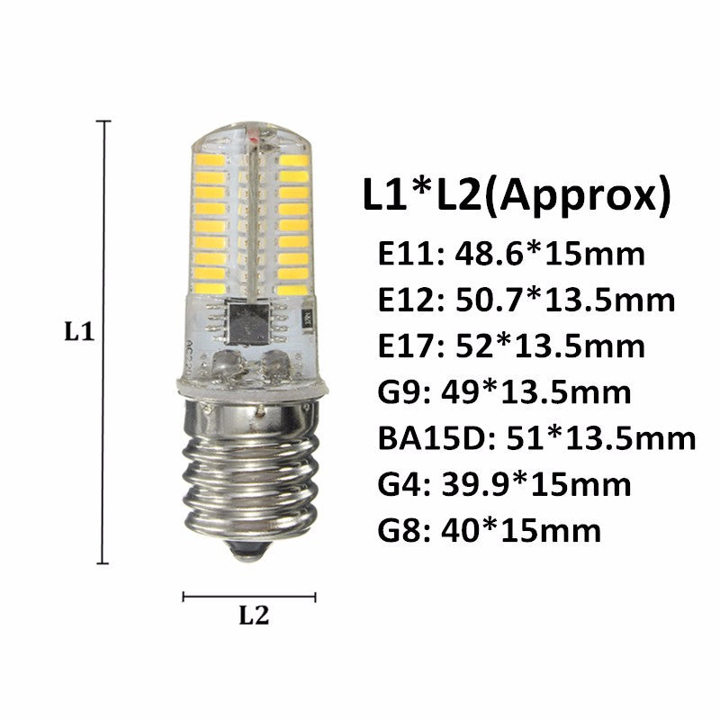 G4 G8 G9 E11 E12 E17 BA15D 3W Dimmable LED Light Bulb 4014SMD Silicone Lamp AC110V