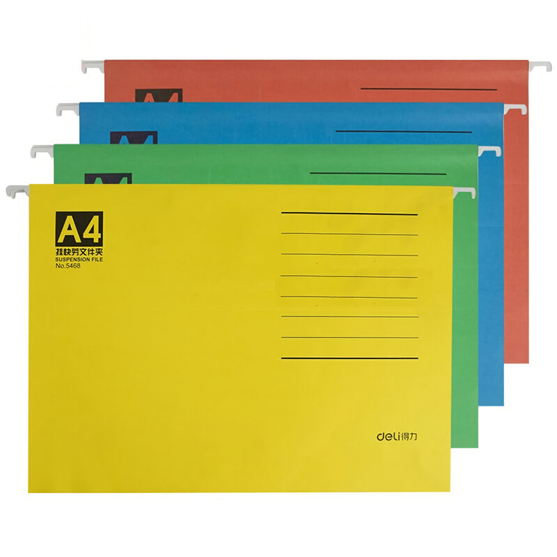 Deli 5468 A4 Suspension File Folder Quick Labor Classisfication Clip Paper Organizing Four Colors File Storage For Office School Stationery