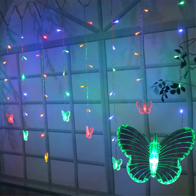 96 LED Butterfly Curtain Lights 8 Modes Fairy Lights String with Remote IP44 Waterproof USB Plug in Twinkle Light for Wedding Party Bedroom Indoor Outdoor Christmas Garden Decorations