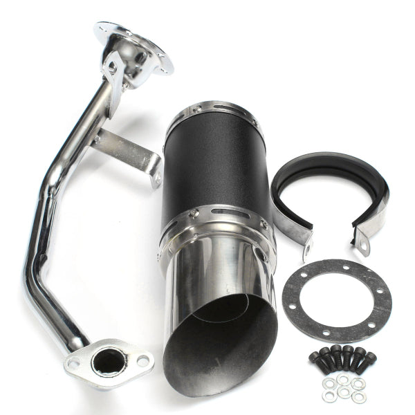 50mm/2in Motorcycle Exhaust System Stainless Steel Short Carbon Fiber For GY6 49cc 50cc 125cc 150cc 200cc 4 Stroke Scooter