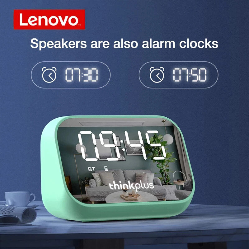 Lenovo thinkplus TS13 Speaker Alarm Clock Mirror Wireless Bluetooth Speaker LED Digital Stereo Desktop