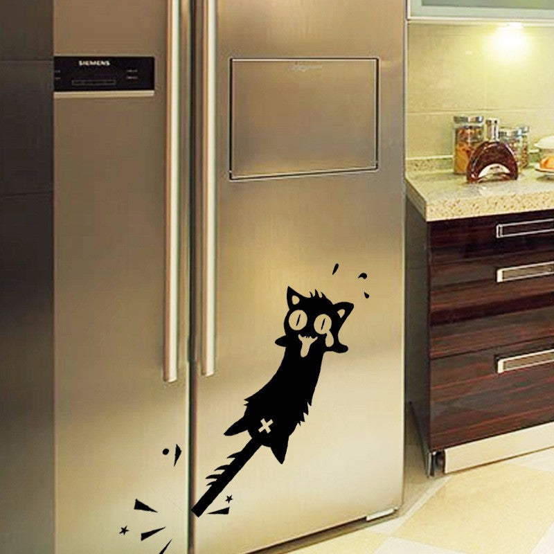 Honana Cartoon Clip to The Tail of A Cat Wall Sticker Carved PVC for Home Doors Windows Decor Decals