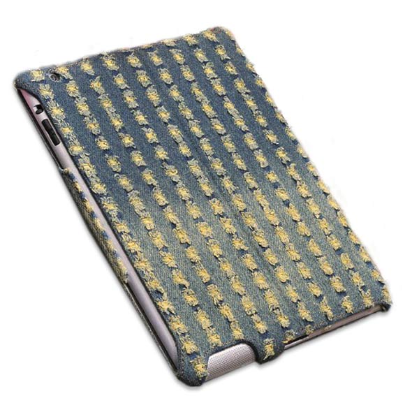 Denim Fabric Microfiber Embossing Heat Styling Skin Case For iPad 2 3