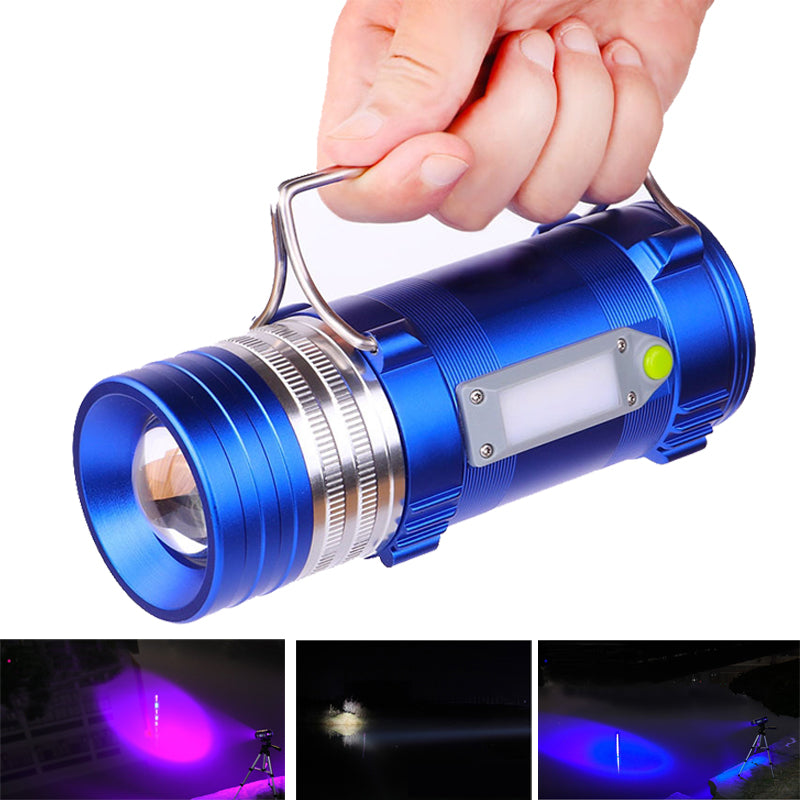 XANES 450LM 3-Color Zoomable LED Fishing Flashlight with 500M Range and Charger - 3 Color LEDs Rechargeable Lamp With