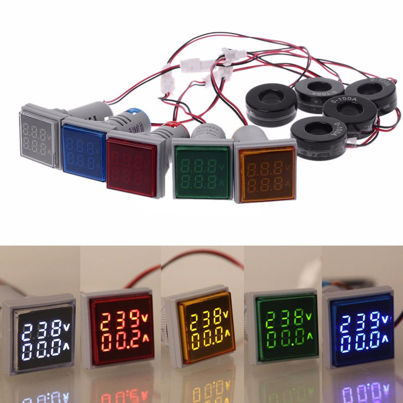 Geekcreit AC 60-500V 0-100A D18 Square LED Digital Dual Display Voltmeter Ammeter Voltage Gauge Current Meter