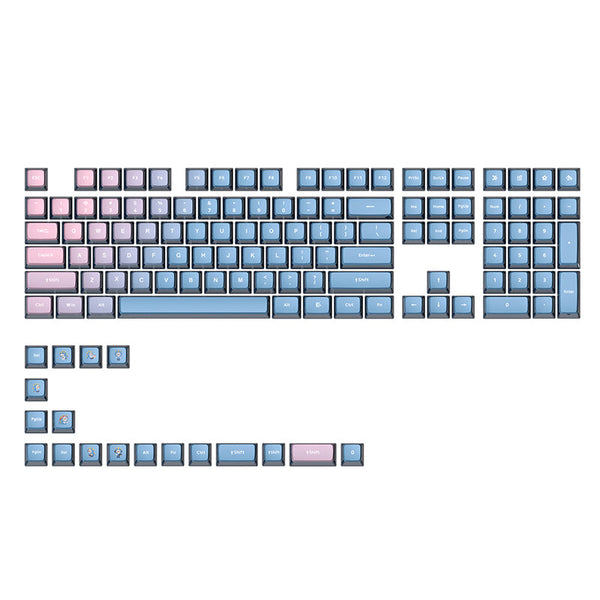 SKYLOONG GK7 126 Keys Mechanical Keyboard Keycaps Set PBT Blue EnchantressBlack Transparent Jelly Keycap for Mechanical Keyboards