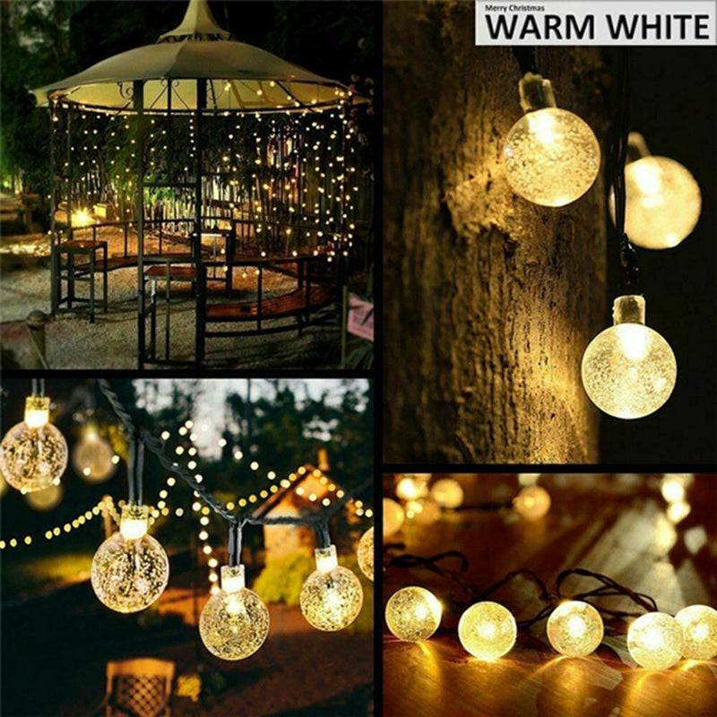 5M Outdoor Solar Powered 20 LED Bulb String Light Garden Holiday Wedding lamp Christmas Tree Decorations Lights