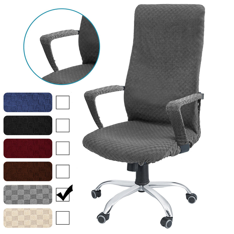 CAVEEN Elastic Office Chair Cover Universal Fabric Computer Rotating Chair Zipper Protector Stretch Armchair Seat Slipcover Home Office Furniture Decoration