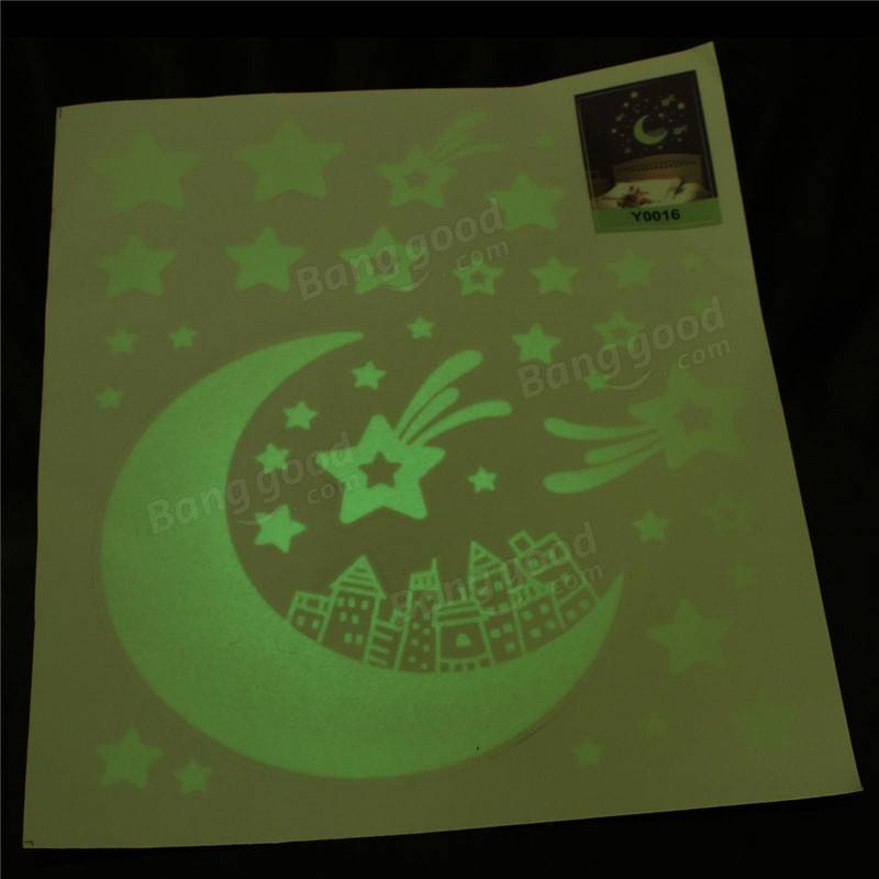 Glow in Dark Moon Star Luminous Stickers Removable Wall Sticker Vinyl Decal Mural Kids Room Decor