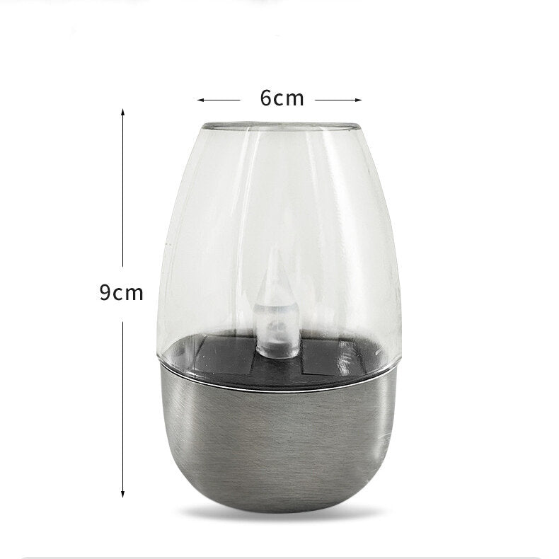 Solar Light Glass Shape Outdoor Patio LED Stainless Steel Candle Lamp Lawn Night Lights Holiday Decoration Light